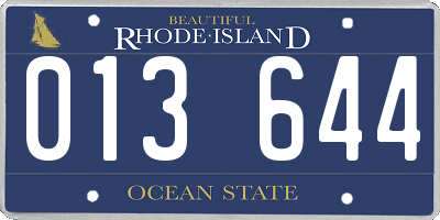 RI license plate 013644