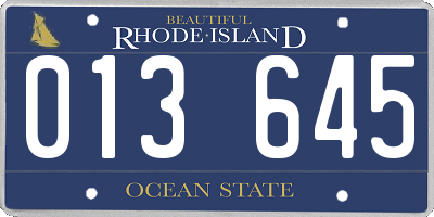 RI license plate 013645