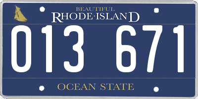 RI license plate 013671