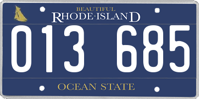 RI license plate 013685