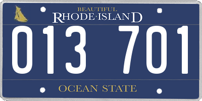 RI license plate 013701