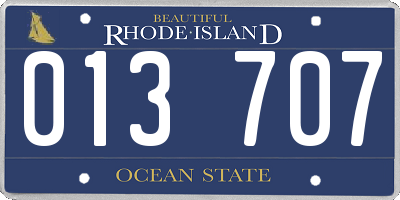 RI license plate 013707