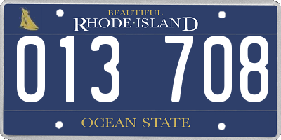 RI license plate 013708