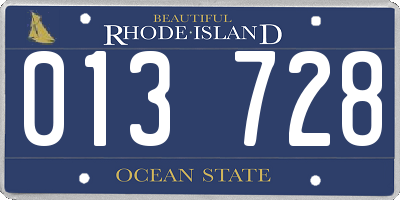 RI license plate 013728