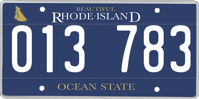 RI license plate 013783