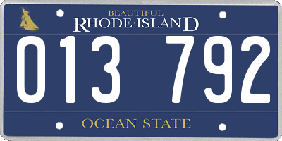 RI license plate 013792