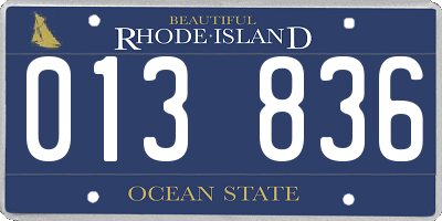 RI license plate 013836