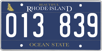 RI license plate 013839