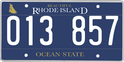 RI license plate 013857