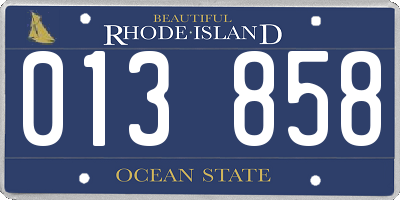 RI license plate 013858