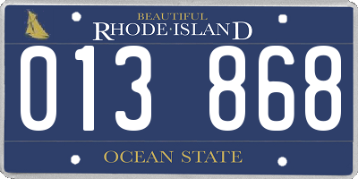 RI license plate 013868