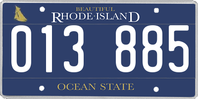 RI license plate 013885