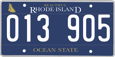 RI license plate 013905