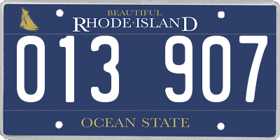 RI license plate 013907