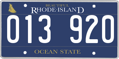 RI license plate 013920