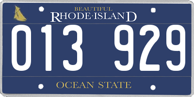 RI license plate 013929