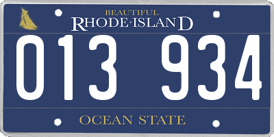 RI license plate 013934