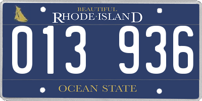 RI license plate 013936