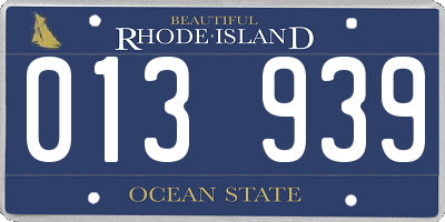 RI license plate 013939