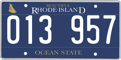 RI license plate 013957