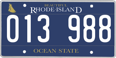 RI license plate 013988