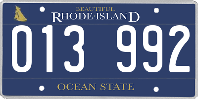 RI license plate 013992