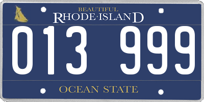 RI license plate 013999