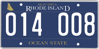 RI license plate 014008