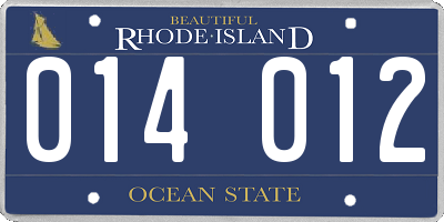 RI license plate 014012