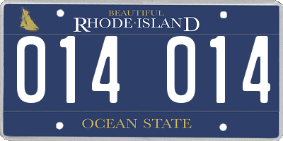 RI license plate 014014