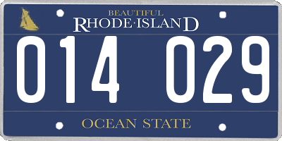 RI license plate 014029