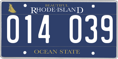 RI license plate 014039