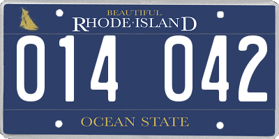 RI license plate 014042