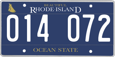 RI license plate 014072