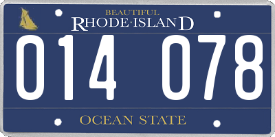 RI license plate 014078