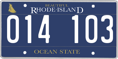 RI license plate 014103