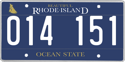 RI license plate 014151