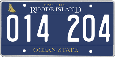 RI license plate 014204