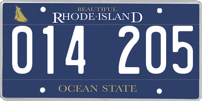 RI license plate 014205