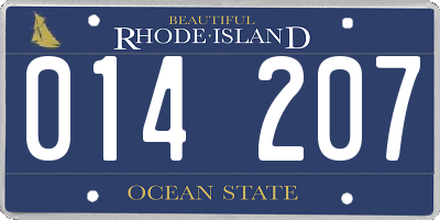 RI license plate 014207