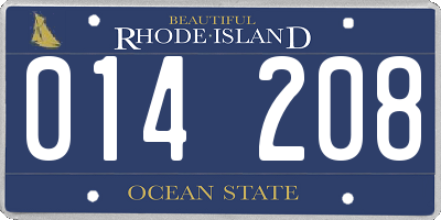 RI license plate 014208