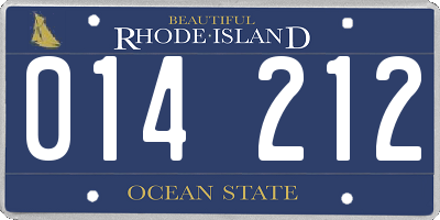 RI license plate 014212