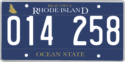 RI license plate 014258