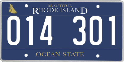 RI license plate 014301