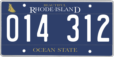 RI license plate 014312