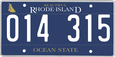 RI license plate 014315