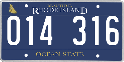 RI license plate 014316