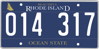 RI license plate 014317