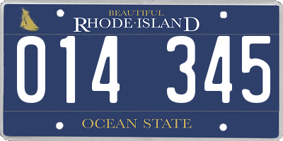 RI license plate 014345