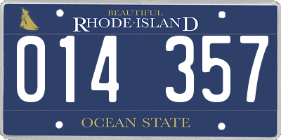 RI license plate 014357